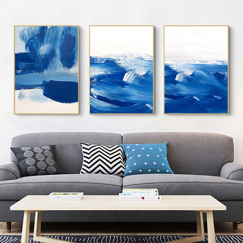 Blue Hydra Abstract Stroke Print