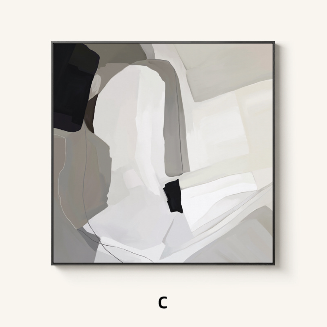 Gris Monochromatic Abstract Print