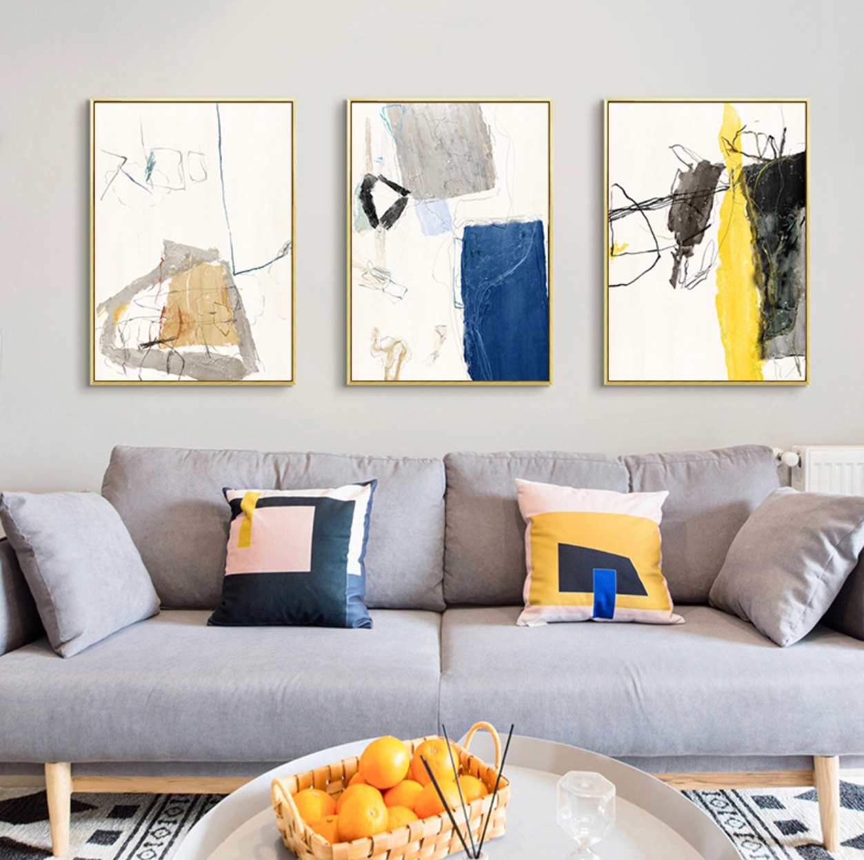 Bleu-Jaune Abstract Print