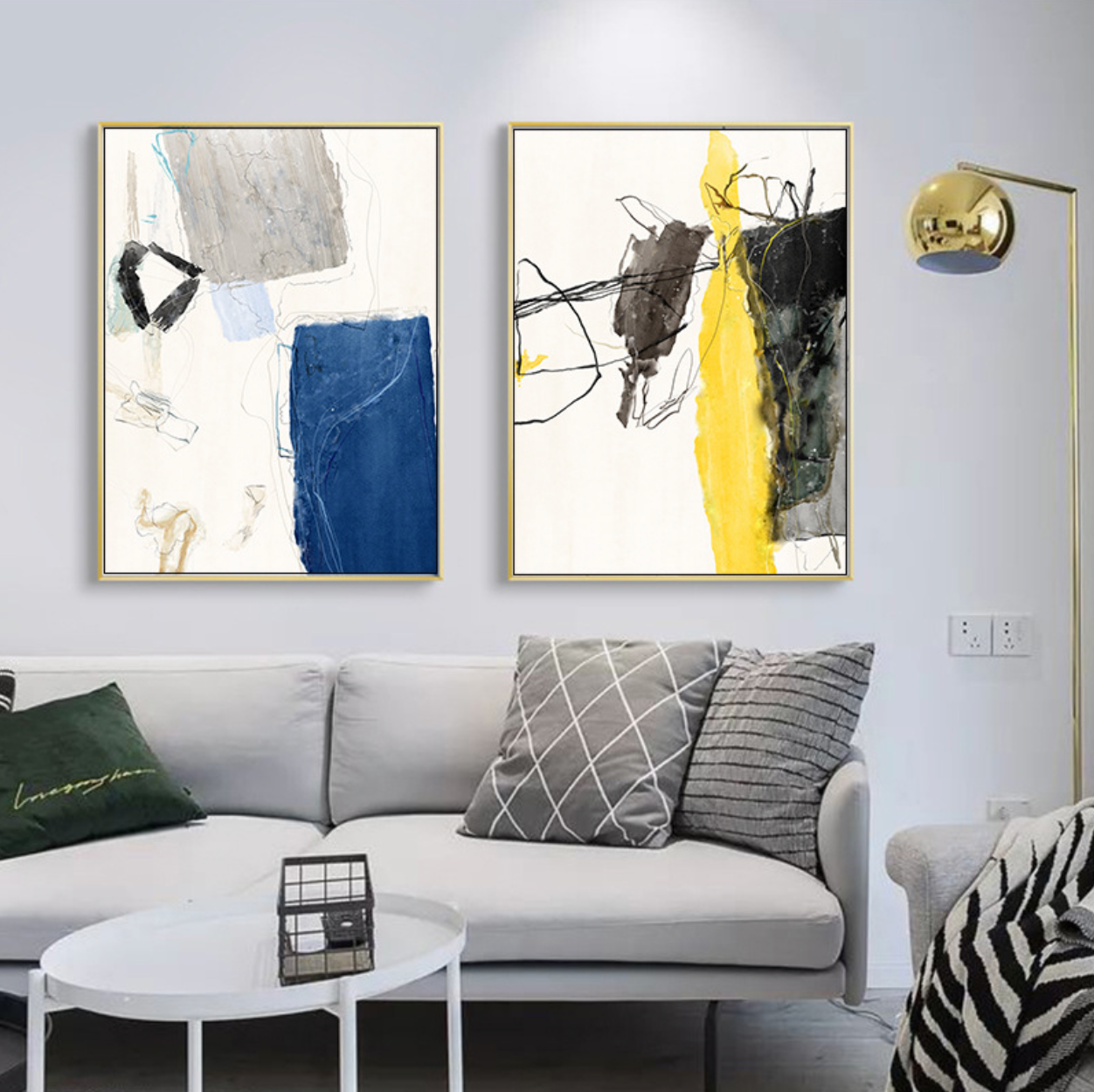 Bleu-Jaune Abstract Print