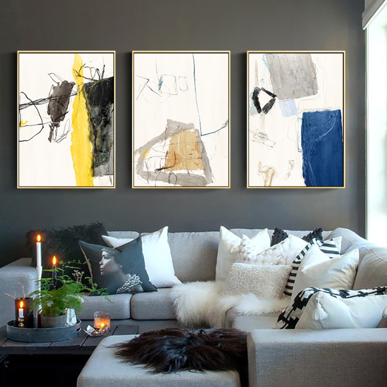 Bleu-Jaune Abstract Print