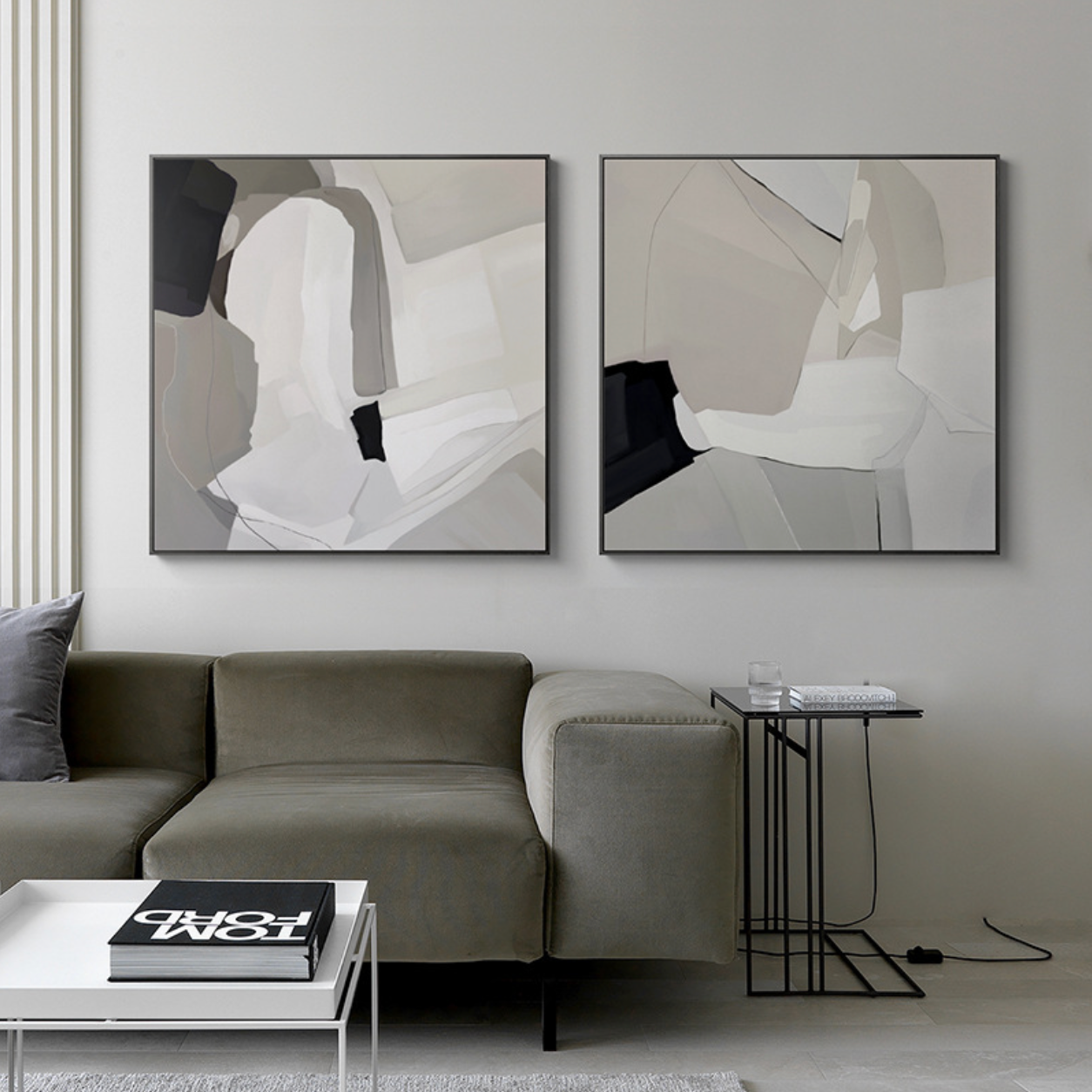 Gris Monochromatic Abstract Print